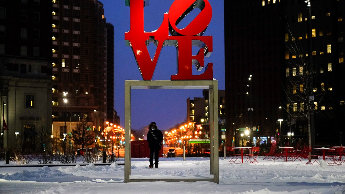 The Robert Indiana sculpture "LOVE" at John F. Kennedy Plaza, commonly known as Love Park, in Philadelphia. (AP Photo/Matt Rourke)