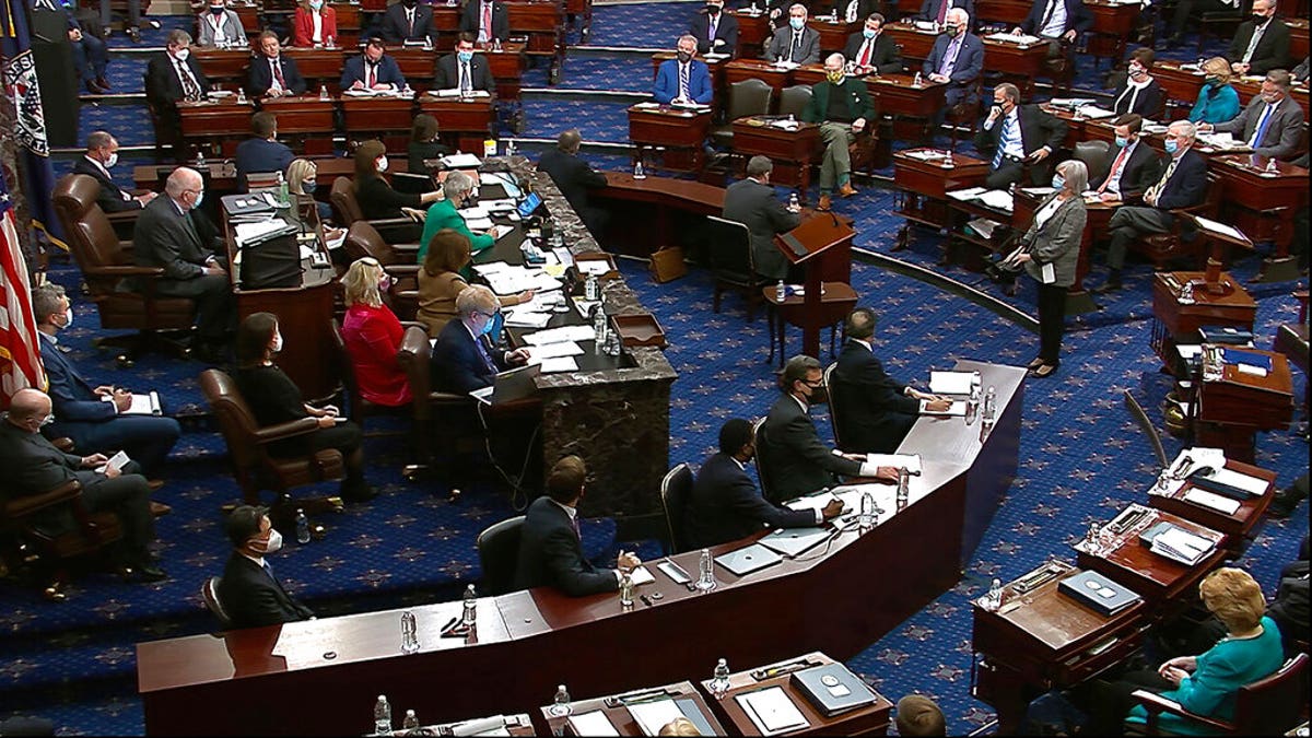 US Senators vote in the second impeachment trial of former President Donald Trump.