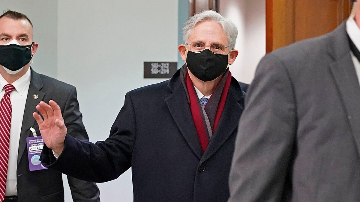 Judge Merrick Garland, President Joe Biden's pick to be attorney general, arrives on Capitol Hill for his confirmation hearing, in Washington, Monday, Feb. 22, 2021. (AP Photo/J. Scott Applewhite)