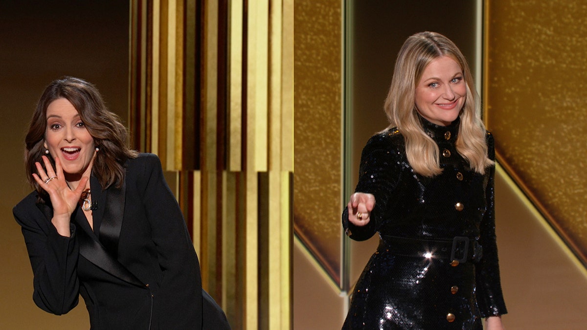 Tina Fey and Amy Poehler hosted the 78th annual Golden Globe Awards. (NBC via AP)