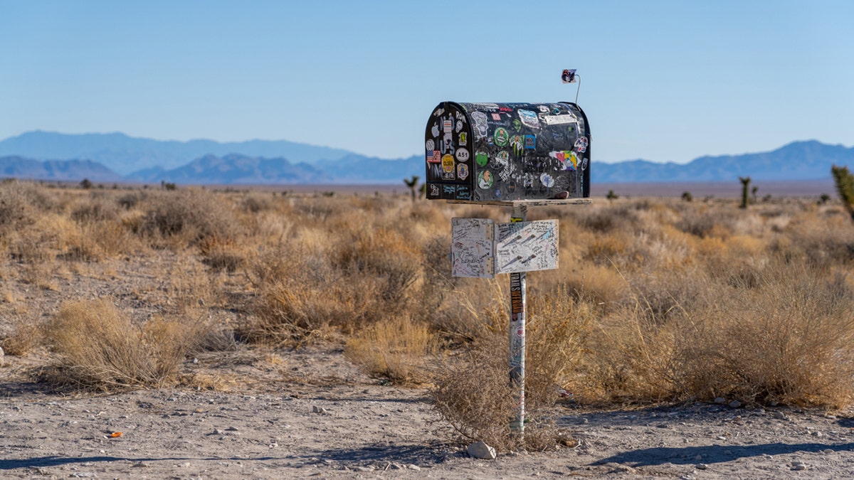 The Medlins' "alien drop box" mailbox is pictured. The mailbox has attracted alien and UFO seekers for decades.