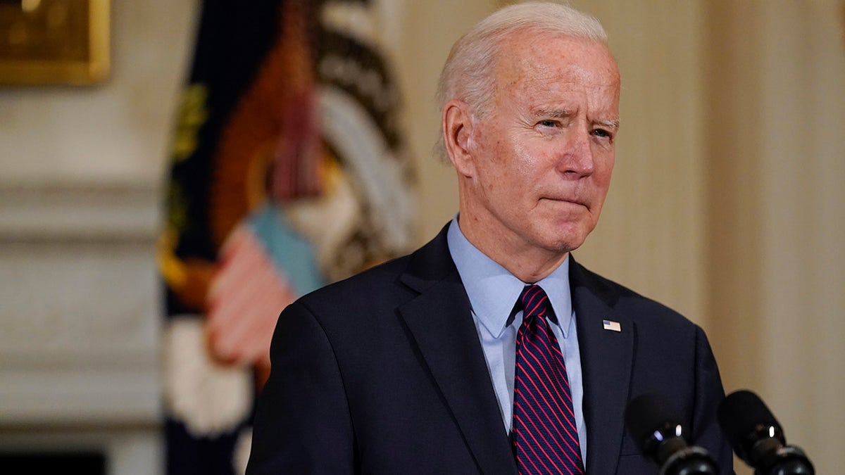 President Joe Biden speaks about the economy in the State Dinning Room of the White House, Friday, Feb. 5, 2021, in Washington, D.C.
