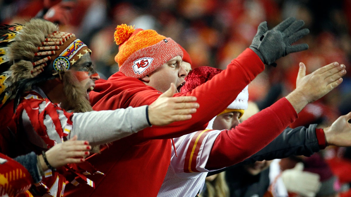 The Kansas City Chiefs have since barred headdresses and war paint amid the nationwide push for racial justice, but its effort to make its popular "war chant" more palatable is getting a fresh round of scrutiny from Native American groups as the team prepares to make its second straight Super Bowl appearance. (AP Photo/Charlie Riedel, File)