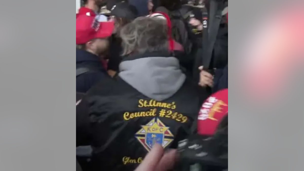 Grillo was seen wearing a Knights of Columbus jacket at the Capitol. (FBI)