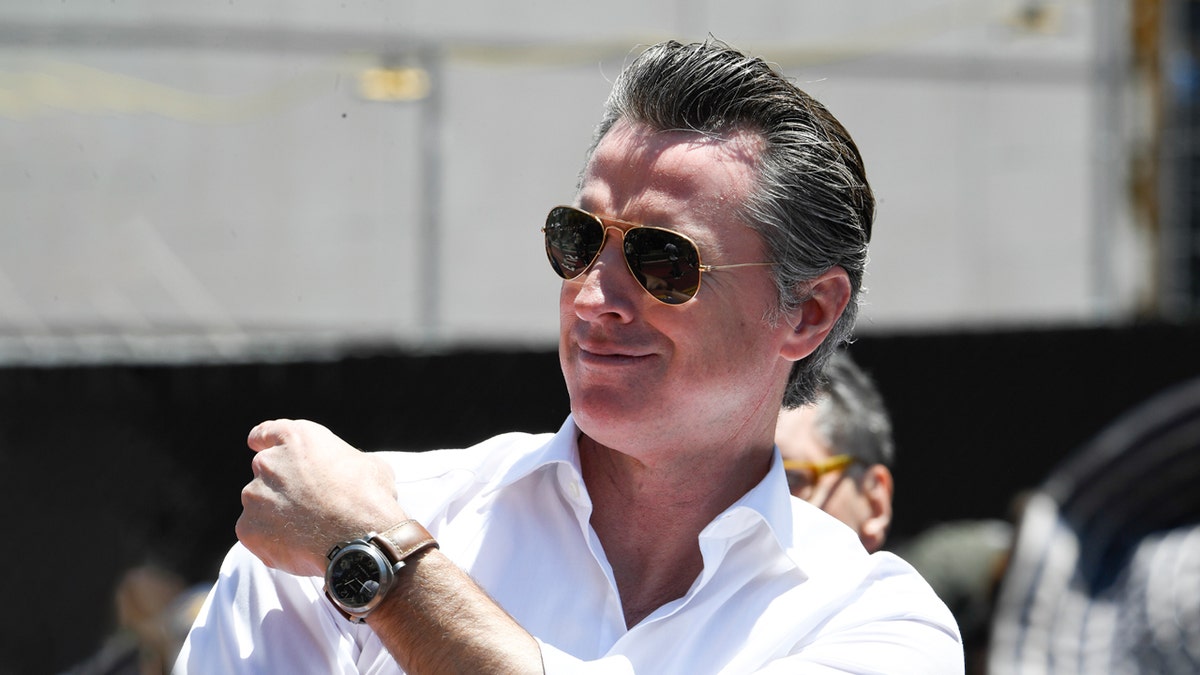 Governor Gavin Newsom rides during the San Francisco Pride Parade and Celebration 2019 on June 30, 2019 in San Francisco, California. (Photo by Arun Nevader/Getty Images)