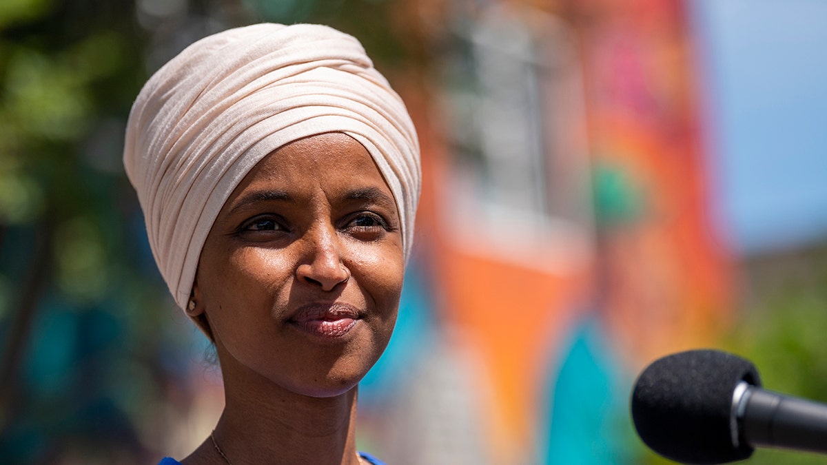 MINNEAPOLIS, MN - AUGUST 11: Rep. Ilhan Omar (D-MN) speaks with media gathered outside Mercado Central on August 11, 2020 in Minneapolis, Minnesota. Omar is hoping to retain her seat as the representative for Minnesota's 5th Congressional District in today's primary election. (Photo by Stephen Maturen/Getty Images)