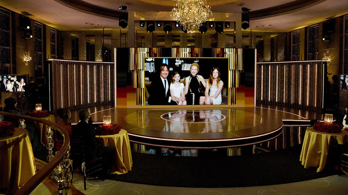 Kidman, Urban and their two daughters appear via livestream at the 2021 Golden Globes. Kidman was nominated for her performance in 'The Undoing.'