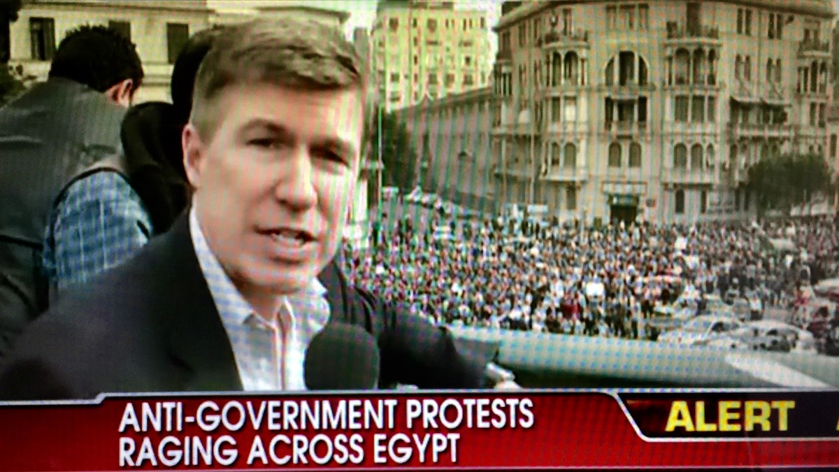 Greg Palkot live with protesters on the street in Cairo prior to attack.