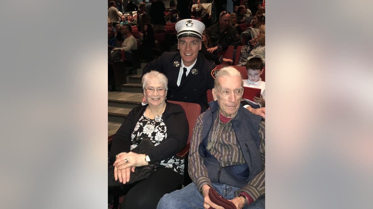 Janice Dean's in-laws Dee and Mickey Newman attend their son Sean's promotion ceremony to battalion chief
