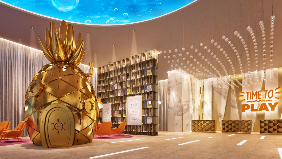 The Nickelodeon Hotels &amp; Resorts Riviera Maya will be opening in June. A rendering of the resort’s main lobby is pictured.