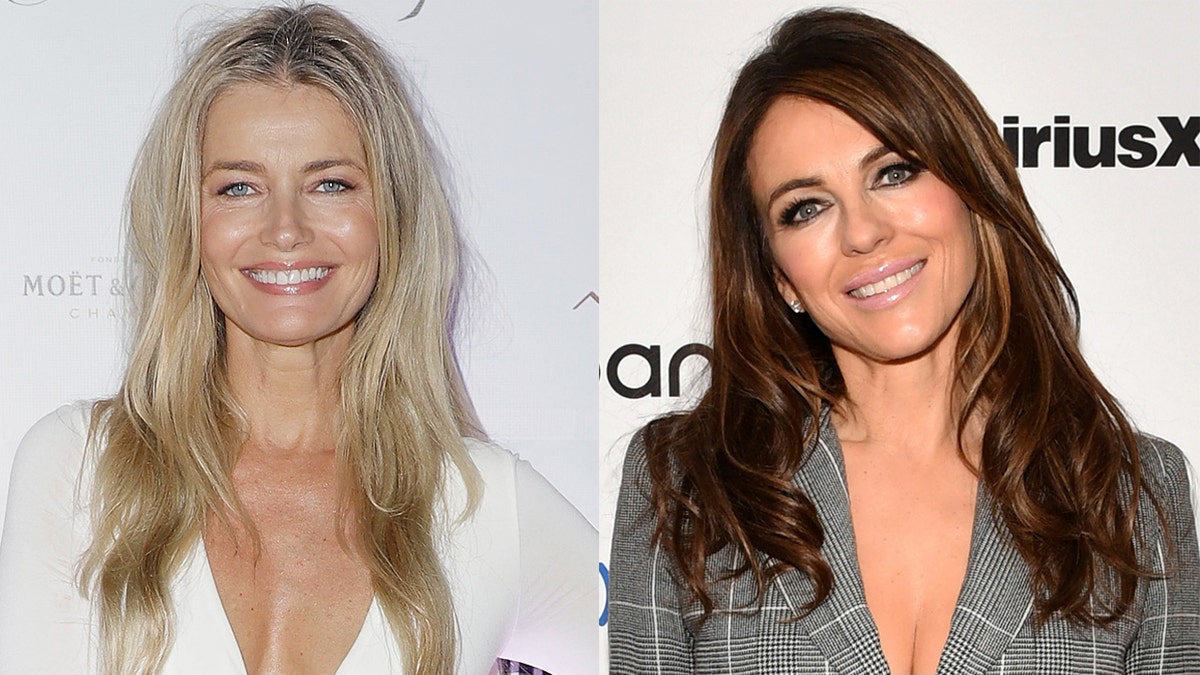 Paulina Porizkova (left) shared a photo to Instagram of herself posing nude after being inspired by Elizabeth Hurley (right).