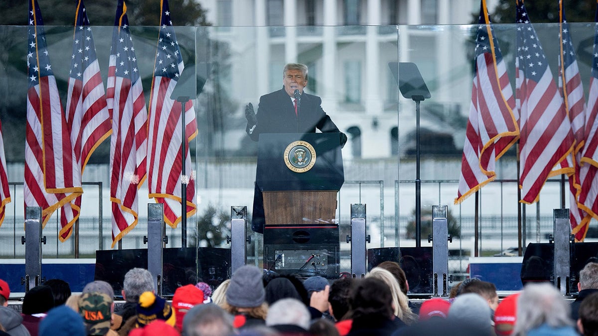 President Trump speaks to supporters from The Ellipse near the White House on Jan. 6, 2021, in Washington, D.C.