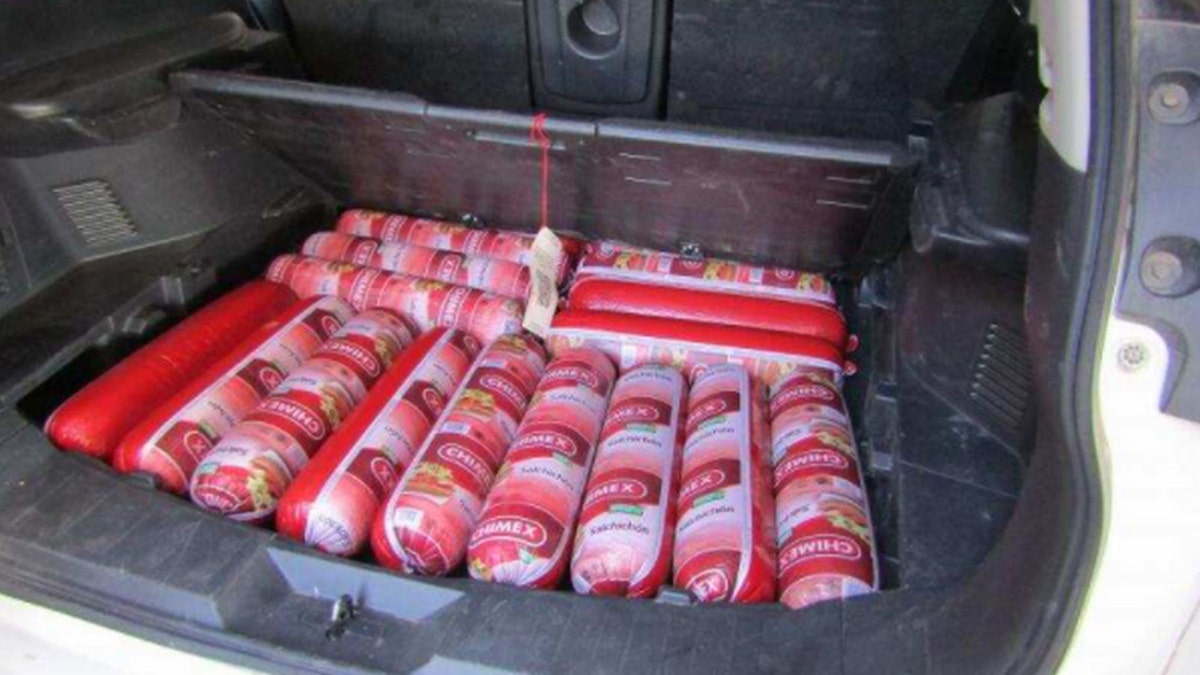 Contraband bologna found in a car at the border. 