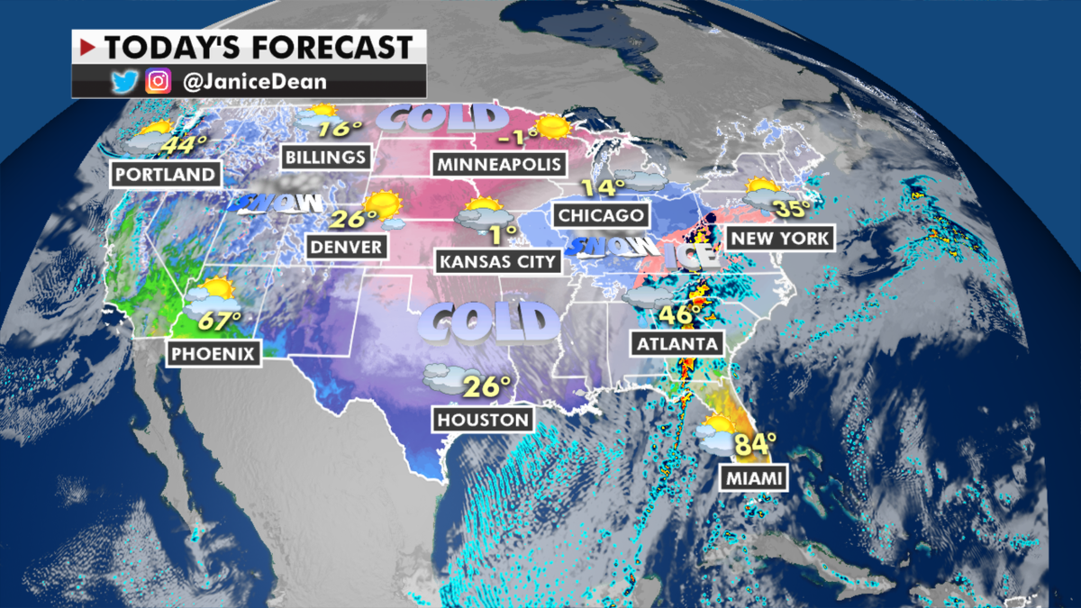 The national forecast for Monday, Feb. 15. (Fox News)