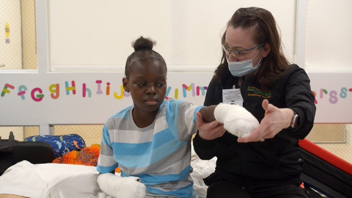 The child is expected to return for additional therapy following his amputations Monday, a spokesperson said. (Photo courtesy of Mary Free Bed Rehabilitation Hospital)