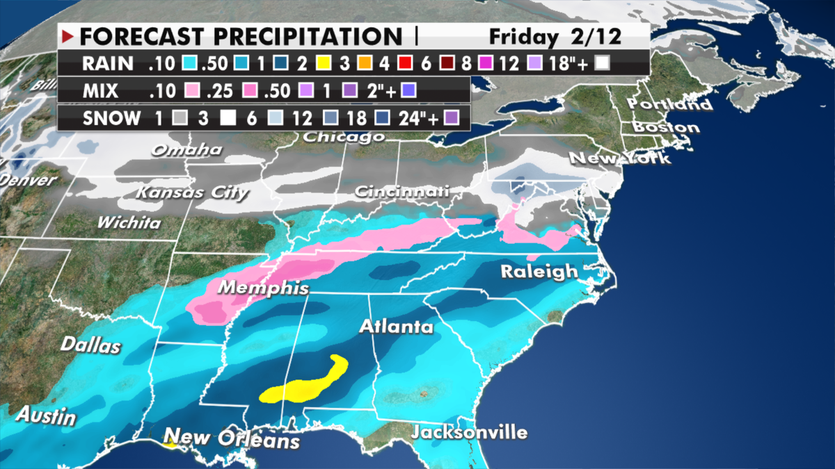 Expected precipitation totals through Friday. (Fox News)