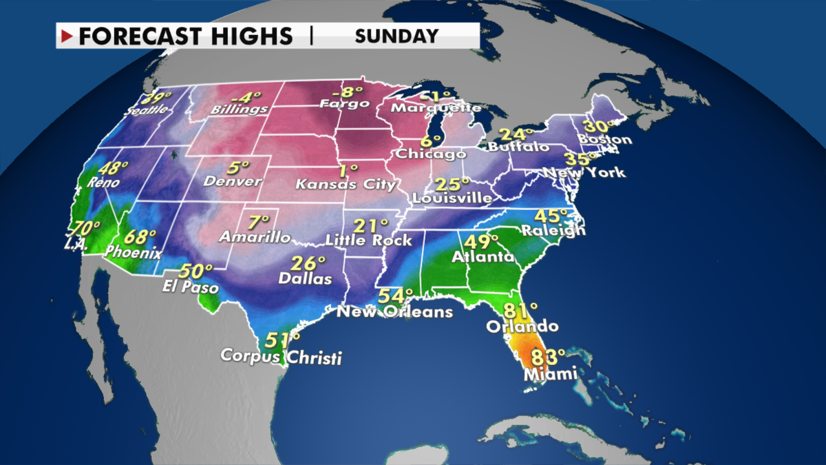 Cold temperatures are expected to sweep through the south. (Fox News)