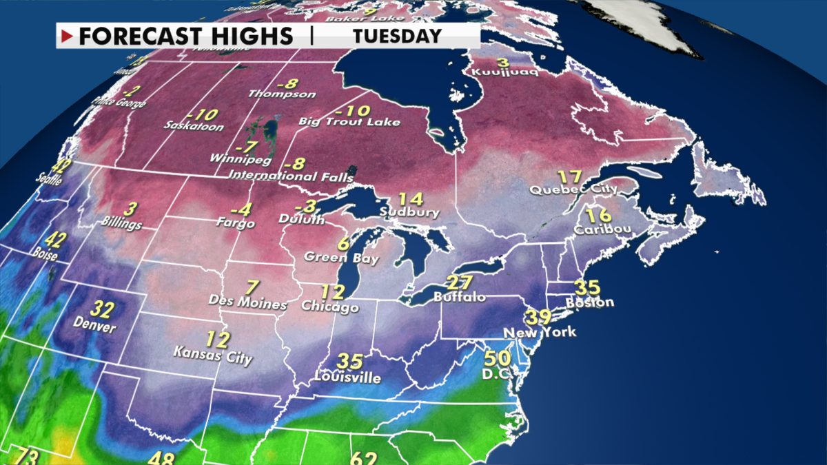 Forecast high temperatures for next week. (Fox News)