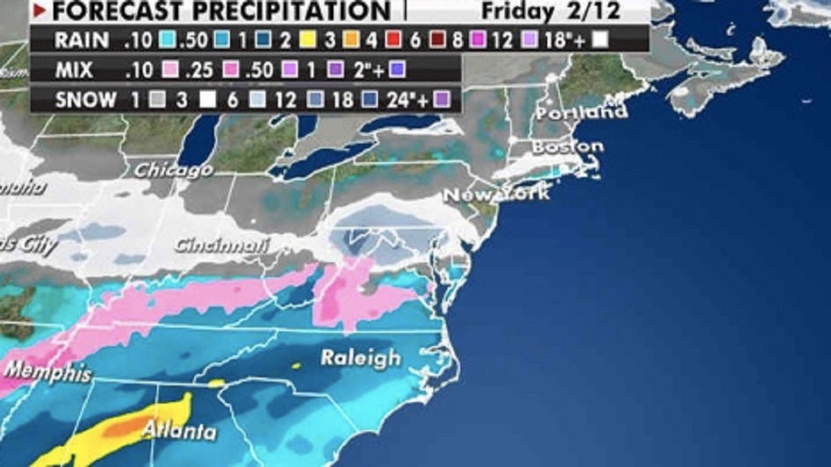 Estimated precipitation totals through Friday. (Fox News)