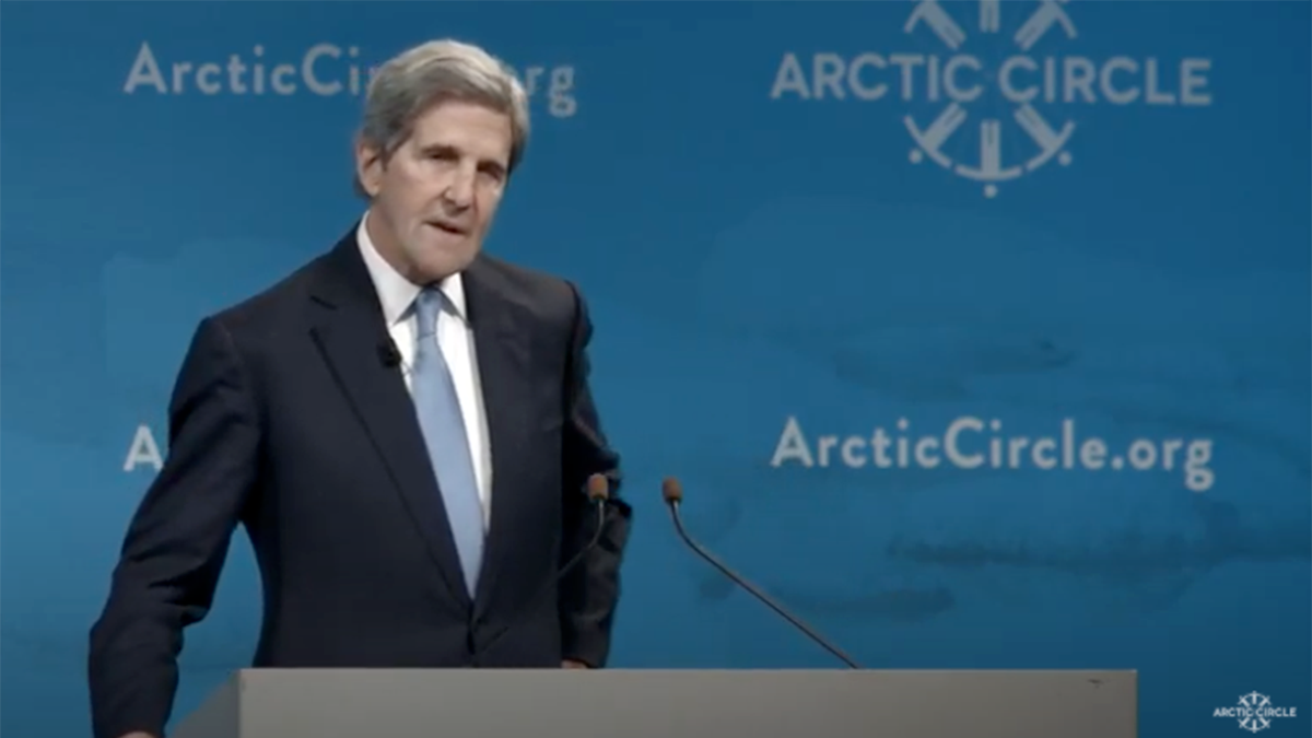 John Kerry speaking at the ceremony in 2019.