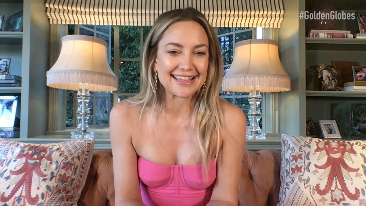 Kate Hudson appears virtually for the 2021 Golden Globe awards. 