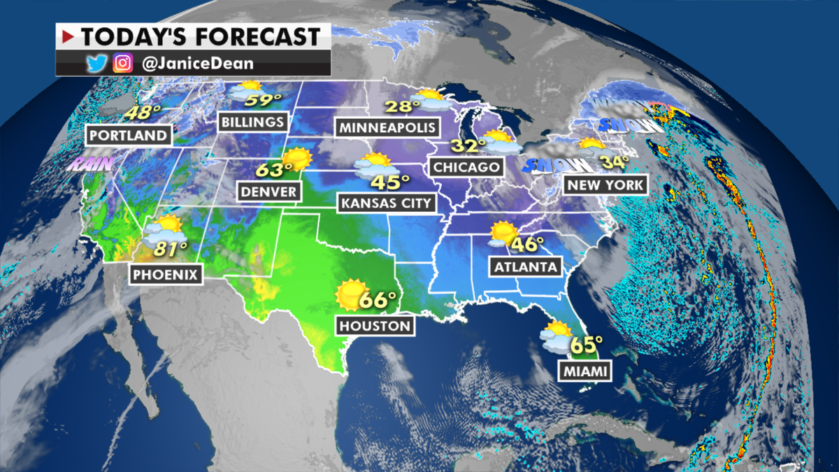 The national forecast for Tuesday, Feb. 2. (Fox News)