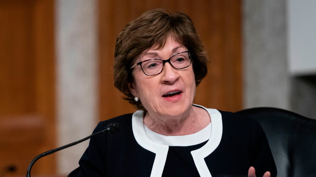 Senator Susan Collins, R-Maine, speaks during a US Senate Senate Health, Education, Labor, and Pensions Committee hearing. Collins is leading a Senate effort to reform the Electoral Count Act. (Photo by ALEX EDELMAN/POOL/AFP via Getty Images)