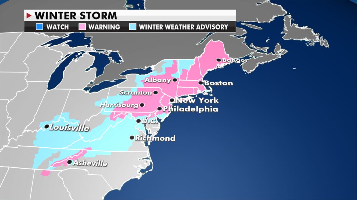 Winter weather advisories currently in effect. (Fox News)