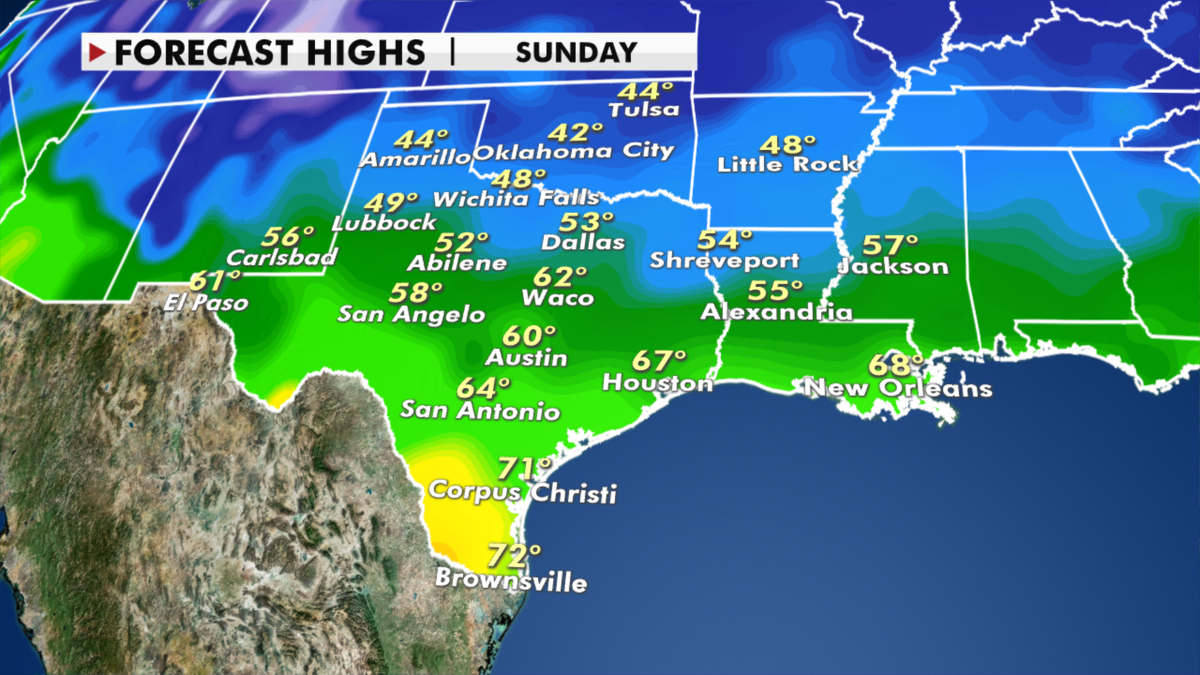 Expected temperatures this weekend. (Fox News)