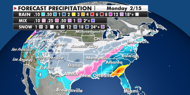 Expected precipitation totals through Monday. (Fox News)