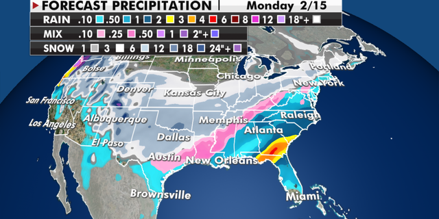 Expected precipitation totals through Monday. (Fox News)