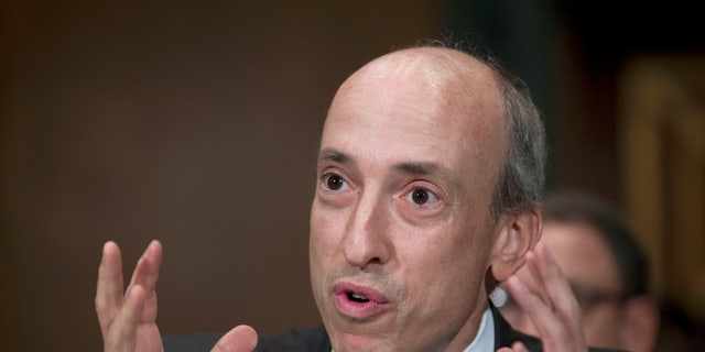 SEC Chairman Gary Gensler speaks during a congressional hearing.