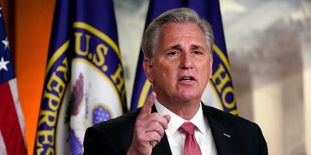 In this Jan. 21, 2021, photo, House Minority Leader Kevin McCarthy of Calif., speaks during a news conference on Capitol Hill in Washington. Just two weeks ago, McCarthy declared then-President Donald Trump culpable in the attack on the nation’s Capitol as Washington leaders recoiled from the violence. But on Jan. 28, McCarthy was meeting with Trump at Mar-a-Lago to kiss the ring of a man who remains the undisputed leader of the Republican Party. (AP Photo/Susan Walsh)