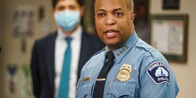 Minneapolis Police Chief Medaria Arradondo addresses the media on preparations for the upcoming Derek Chauvin trial on Wednesday, Feb. 17, 2021 in Minneapolis. (Richard Tsong-Taatarii/Star Tribune via AP, Pool)