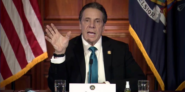 New York Gov. Andrew Cuomo speaks during a news conference Friday, Feb. 19, 2021, in Albany, N.Y.