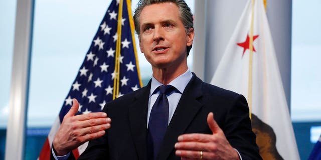 FILE: California Gov. Gavin Newsom gives his coronavirus update at the Governor's Office of Emergency Services in Rancho Cordova, Calif. (AP)