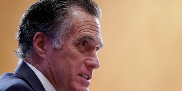 Sen. Mitt Romney, R-Utah, speaks during a confirmation hearing for Secretary of Health and Human Services nominee Xavier Becerra before the Senate Health, Education, Labor and Pensions Committee. (Leigh Vogel/Pool via AP)