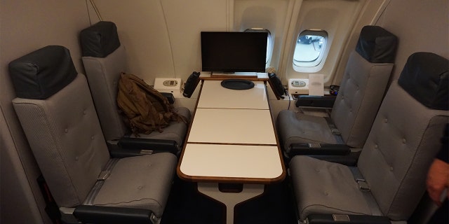 Seats inside the upper deck of Air Force One. (National Geographic/Renegade Pictures)