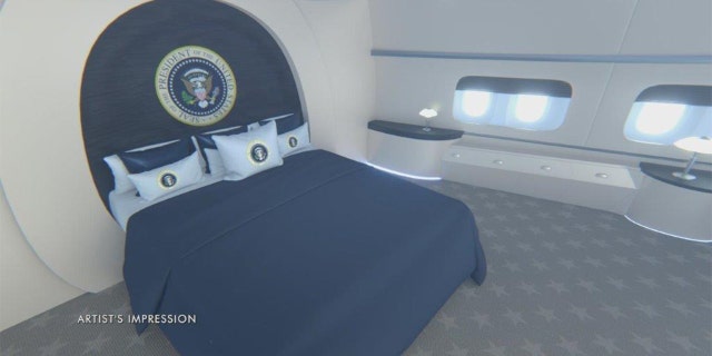 Artist's impression of presidential bedroom in the new Air Force Force. (National Geographic)