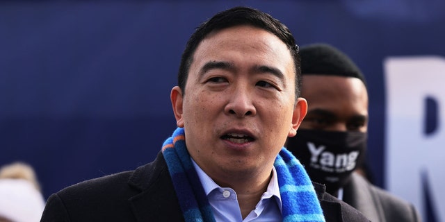 NEW YORK, NEW YORK - JANUARY 14: New York City Mayoral candidate Andrew Yang speaks at a press conference on January 14, 2021 in New York City. Former presidential candidate Andrew Yang announced his candidacy for Mayor of New York City. (Photo by Michael M. Santiago/Getty Images)