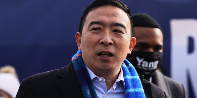 NEW YORK, NEW YORK - JANUARY 14: New York City Mayoral candidate Andrew Yang speaks at a press conference on January 14, 2021 in New York City. Former presidential candidate Andrew Yang announced his candidacy for Mayor of New York City. (Photo by Michael M. Santiago/Getty Images)