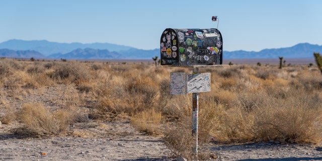 The Medlin "alien drop box" the letterbox is shown. The mailbox has attracted alien and UFO researchers for decades.