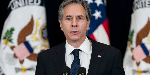 In this Feb. 4, 2021 file photo, Secretary of State Antony Blinken speaks at the State Department in Washington. Blinken and National Security Adviser Jake Sullivan held a testy meeting with their Chinese counterparts in Anchorage, Alaska earlier this year. (AP Photo/Evan Vucci, File)