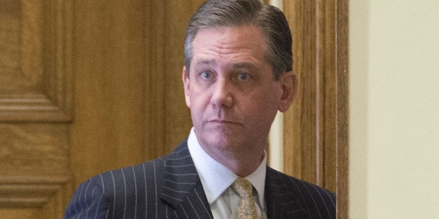 Former Montgomery County District Attorney Bruce Castor heads back into courtroom A after a break in a pre-trail hearing for entertainer Bill Cosby and his sexual assault case February 2, 2016 in Norristown, Pennsylvania. Castor is now a defense attorney for former President Donald Trump in his impeachment trial. (Photo by Clem Murray - Pool/Getty Images)