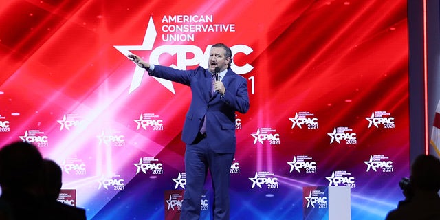 Sen. Ted Cruz (R-TX) addresses the Conservative Political Action Conference held in the Hyatt Regency on February 26, 2021 in Orlando, Florida. (Photo by Joe Raedle/Getty Images)