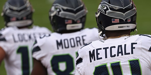 Wide receiver DK Metcalf of the Seattle Seahawks in action against the Washington Football Team at FedExField on Dec, 20, 2020, in Landover, Md.