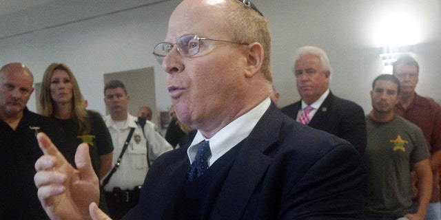 Attorney David Schoen speaks to the media, Wednesday, Jan. 6, Schoen is a civil rights lawyer who is on former President Trump's legal team for his impeachment trial. (Joe Cavaretta/South Florida Sun-Sentinel via AP) MAGS OUT