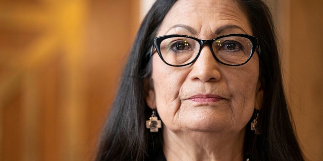 Interior Secretary Deb Haaland testifies before a Senate Committee on Energy and Natural Resources on Feb. 24, 2021.