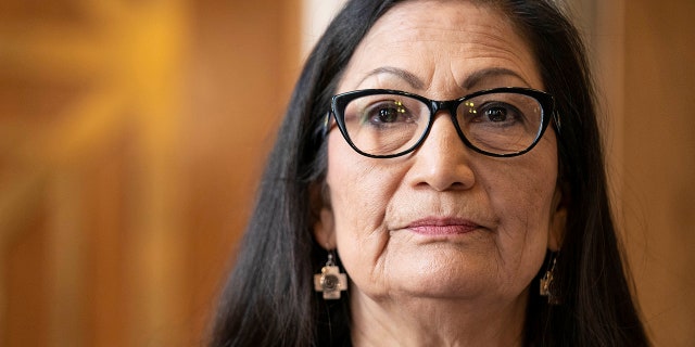 Interior Secretary Deb Haaland testifies before a Senate Committee on Energy and Natural Resources on Feb. 24, 2021.