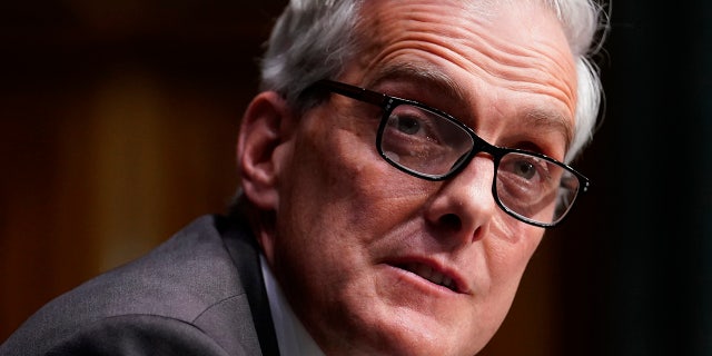 Secretary of Veterans Affairs nominee Denis McDonough speaks during his confirmation hearing before the Senate Committee on Veterans' Affairs on Capitol Hill, Wednesday, Jan. 27, 2021, in Washington. (Sarah Silbiger/Pool via AP)